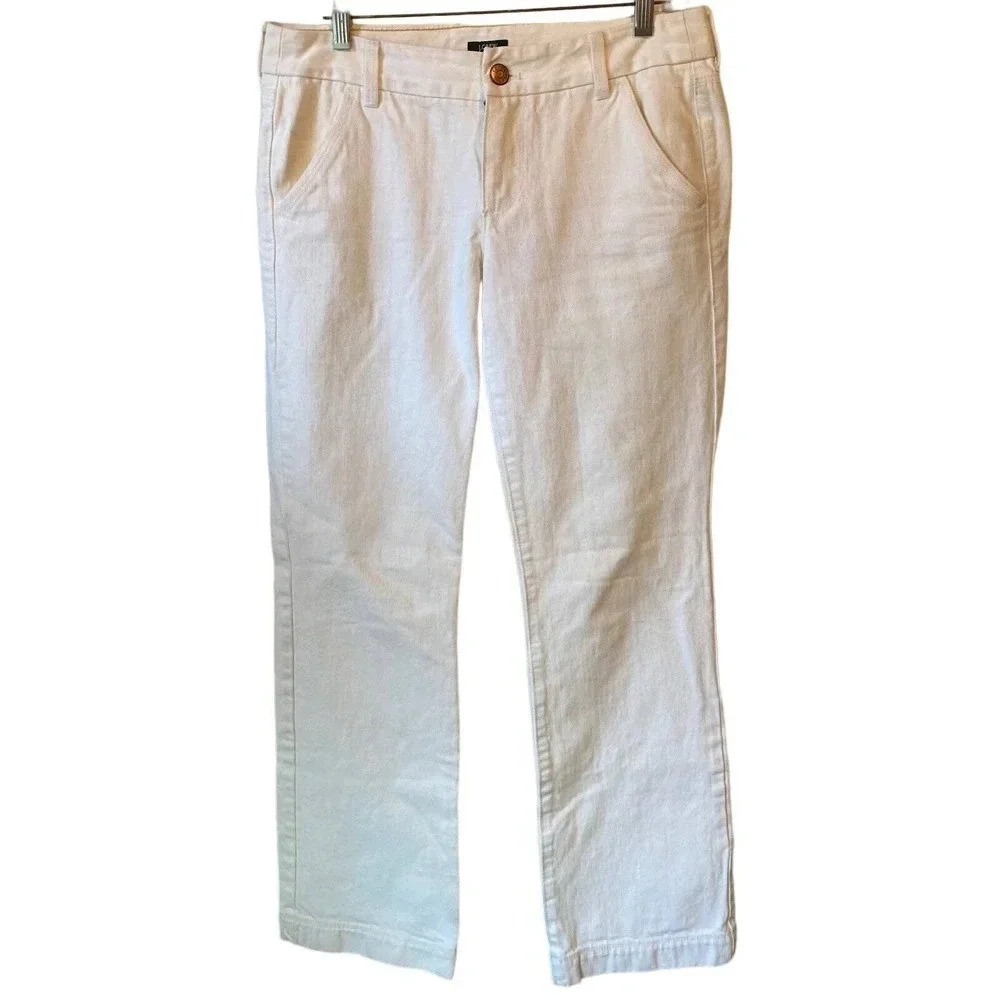 J.Crew 100% Cotton Straight Leg White Jeans Women Size 6 Pockets